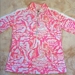 Lilly Pulitzer Pink and White Lace Popover